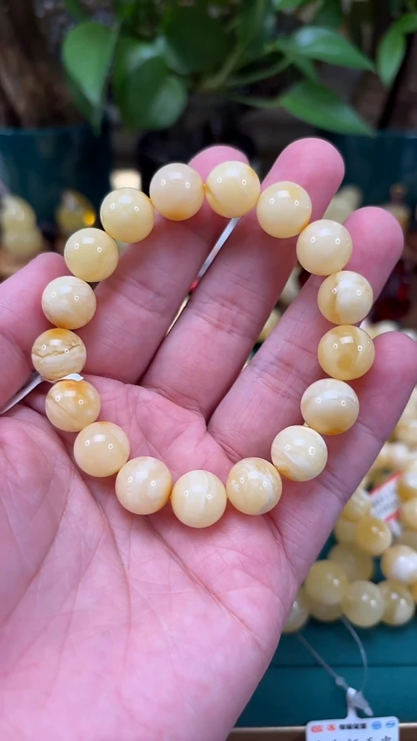 手链蜜蜡未镶嵌H46 精品白蜡手串 17.3克  12mm