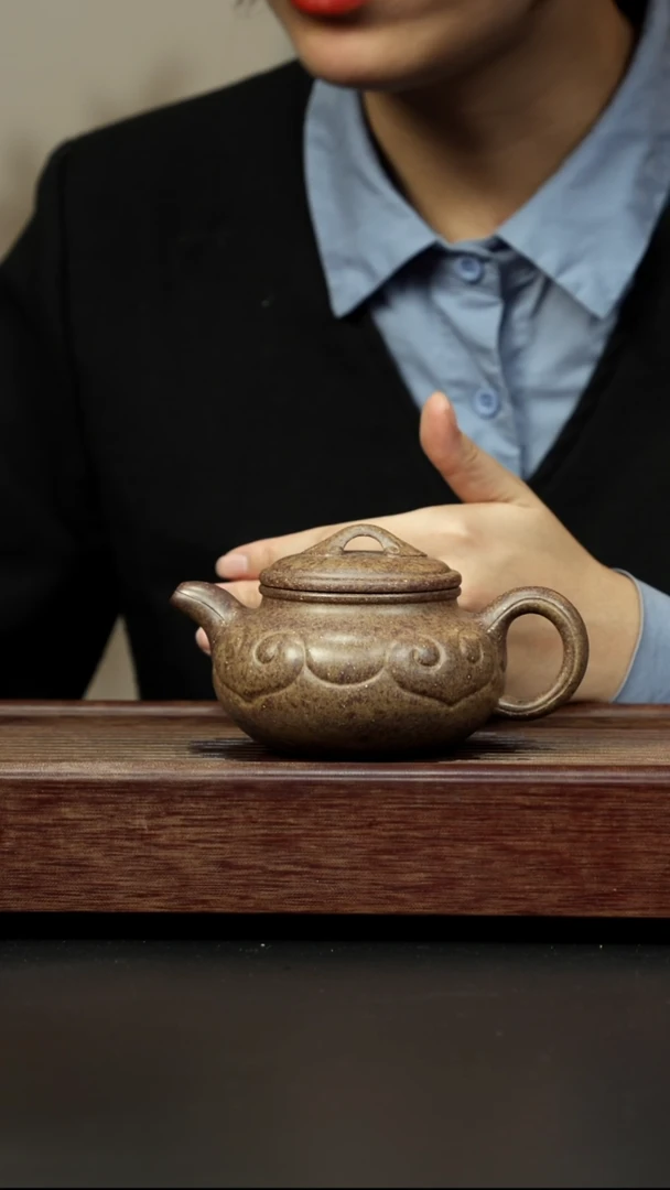 紫砂茶壶本绿柴烧 仿古如意