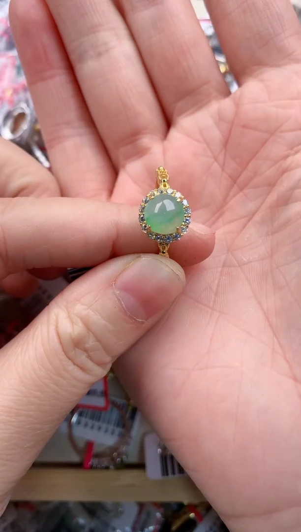 银S925镶嵌戒指翡翠55555----8