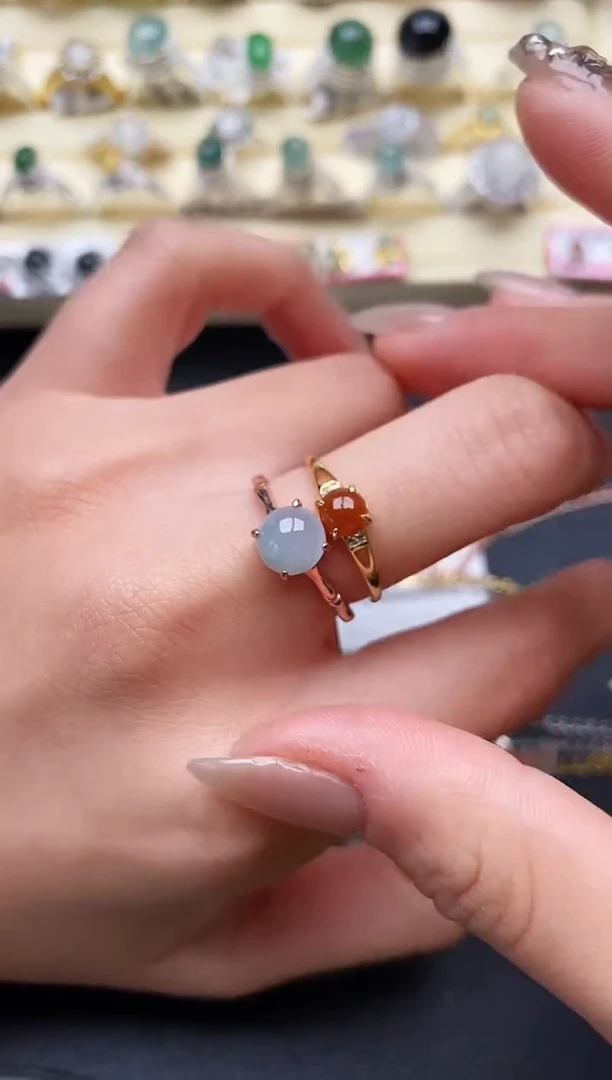 【闪购商品】翡翠戒指银S925镶嵌缅甸翡翠2  7+3