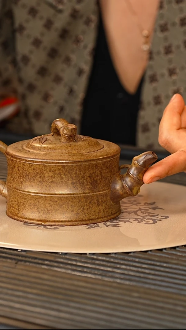 BYM 柴烧  竹段壶