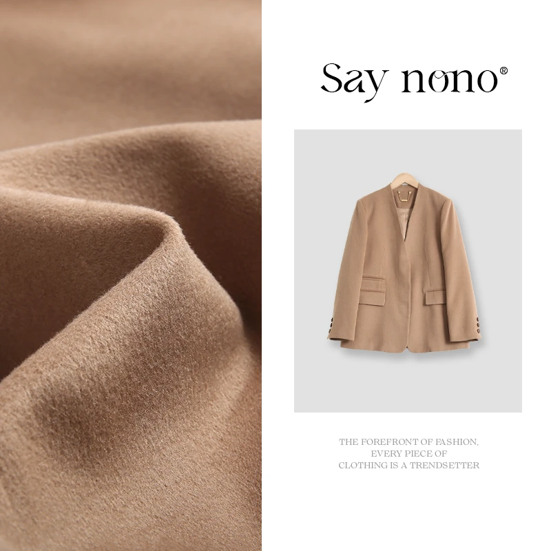 懒猫nono│Saynono 羊绒羊毛V领西装外套/XXWL2007