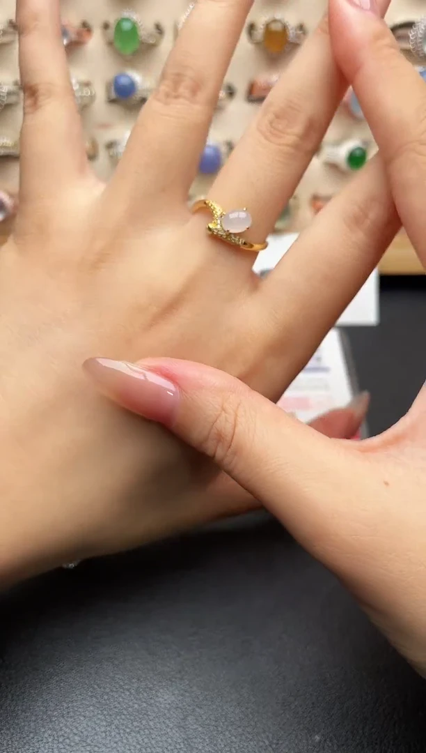 银S925镶嵌戒指翡翠一物一证一礼盒