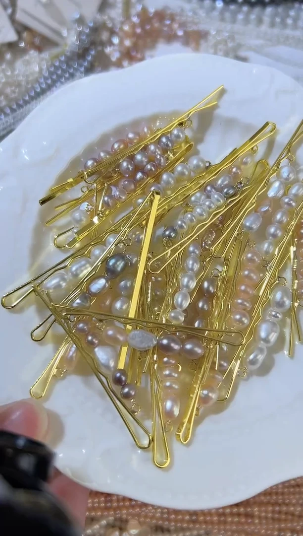 未镶嵌发夹一个淡水珍珠9元 1个