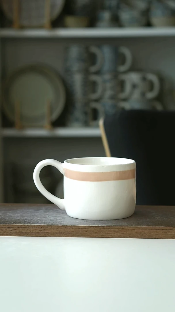 微瑕出法画釉粉线圈咖啡杯350ml@7-7@