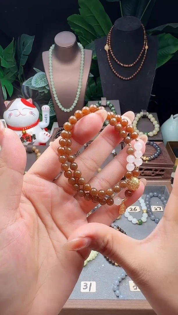 未镶嵌手链和田玉6m糖玉双圈手串