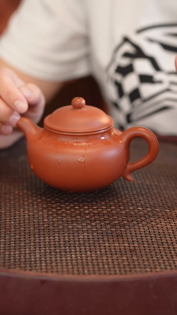 茶壶紫砂全手 大红袍 莲子 口沿裂 宽口 270cc