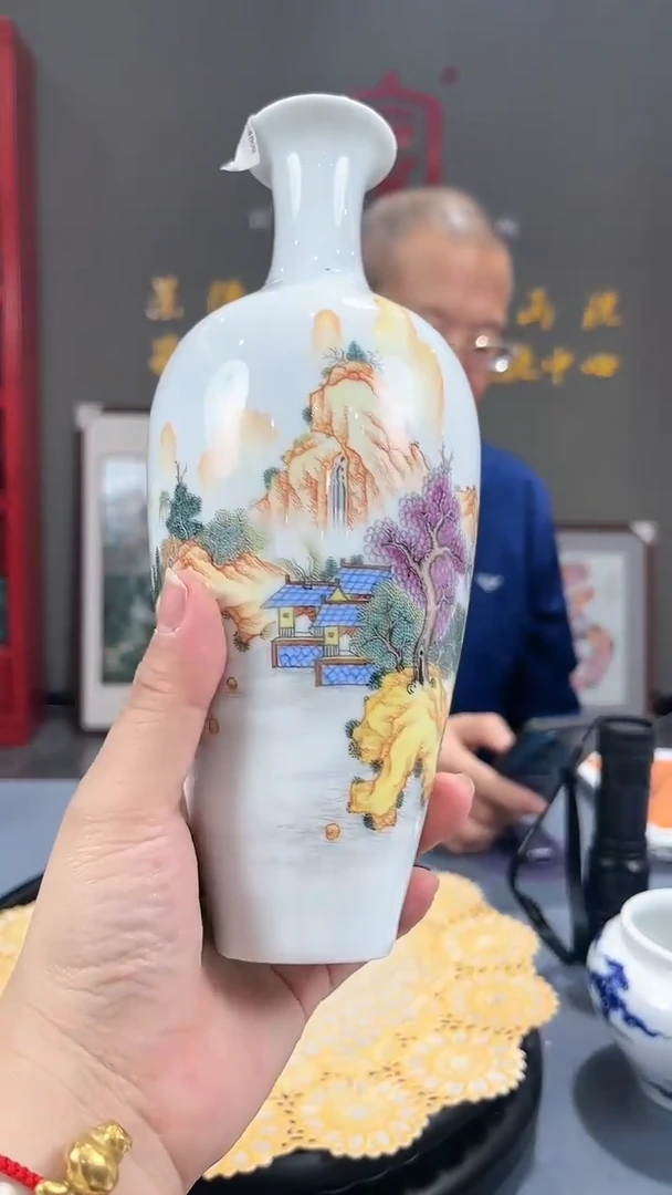 【闪购商品】官窑瓷画院671官窑瓷画院山水赏瓶