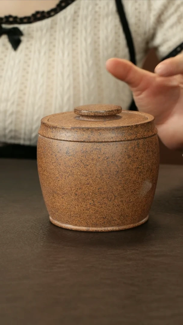 紫砂茶叶罐马燕段泥柴烧巨轮茶叶罐100g