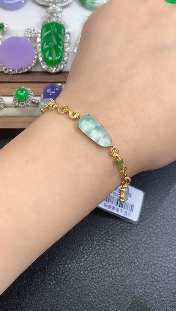 颈饰18K金镶嵌翡翠58-盘缠手链