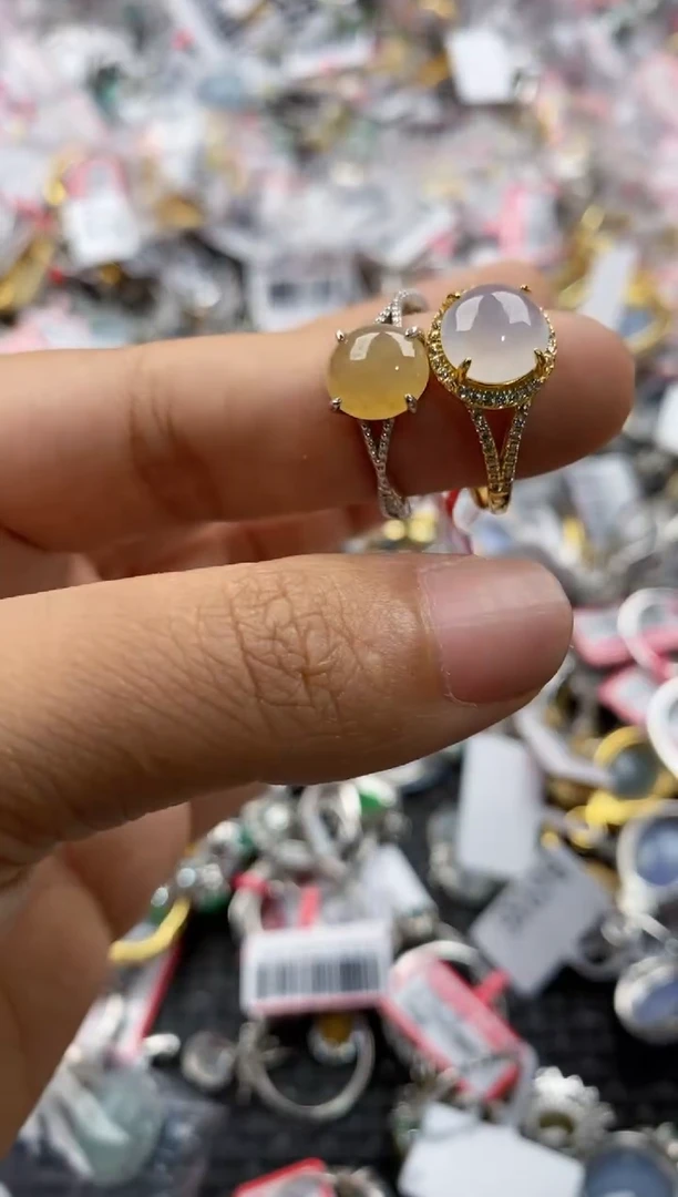 银S925镶嵌戒指翡翠666           4