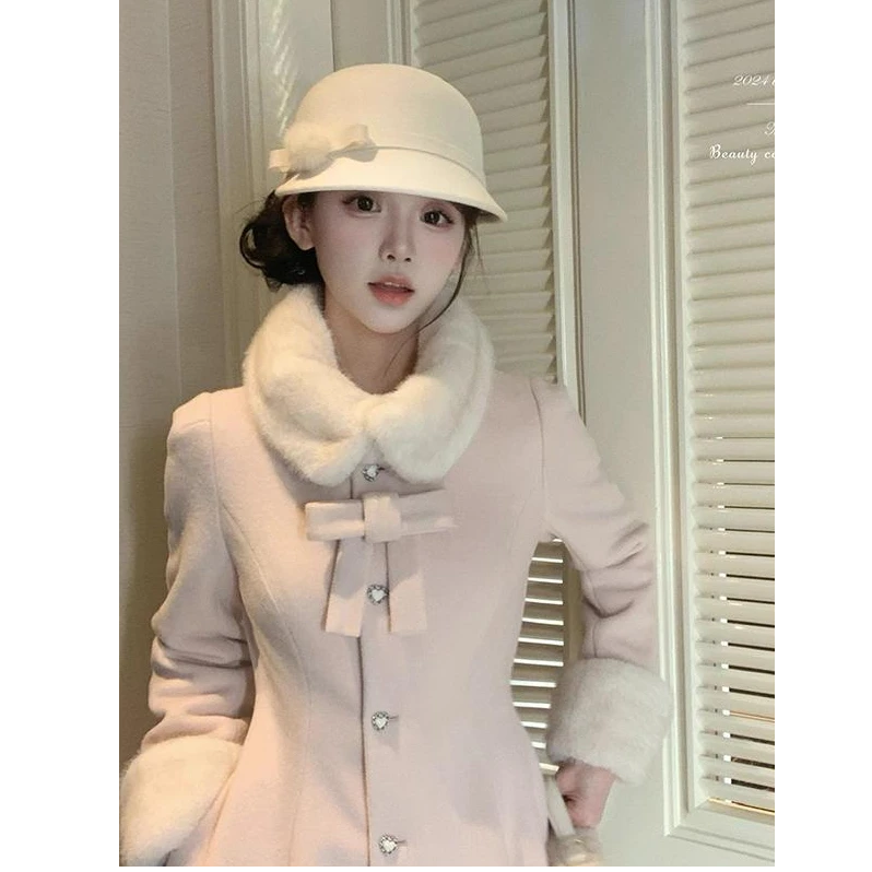 富家千金 高级感收腰显瘦长款呢子大衣小香风毛呢外套女秋冬季