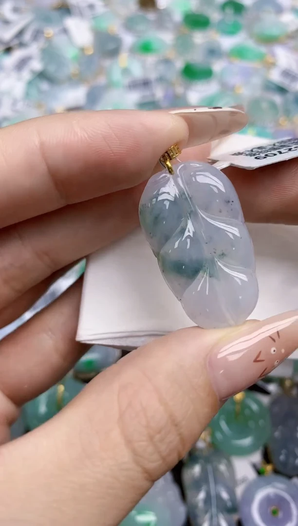 翡翠18K金镶嵌颈饰38   天然翡翠A货