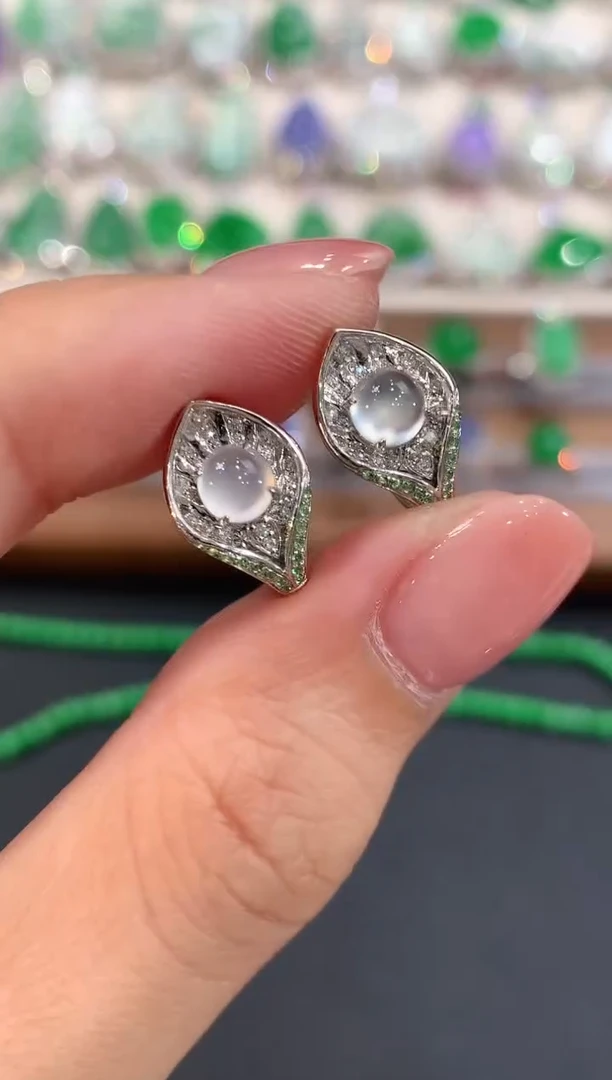 18K金镶嵌翡翠耳饰a111多样性一件发货