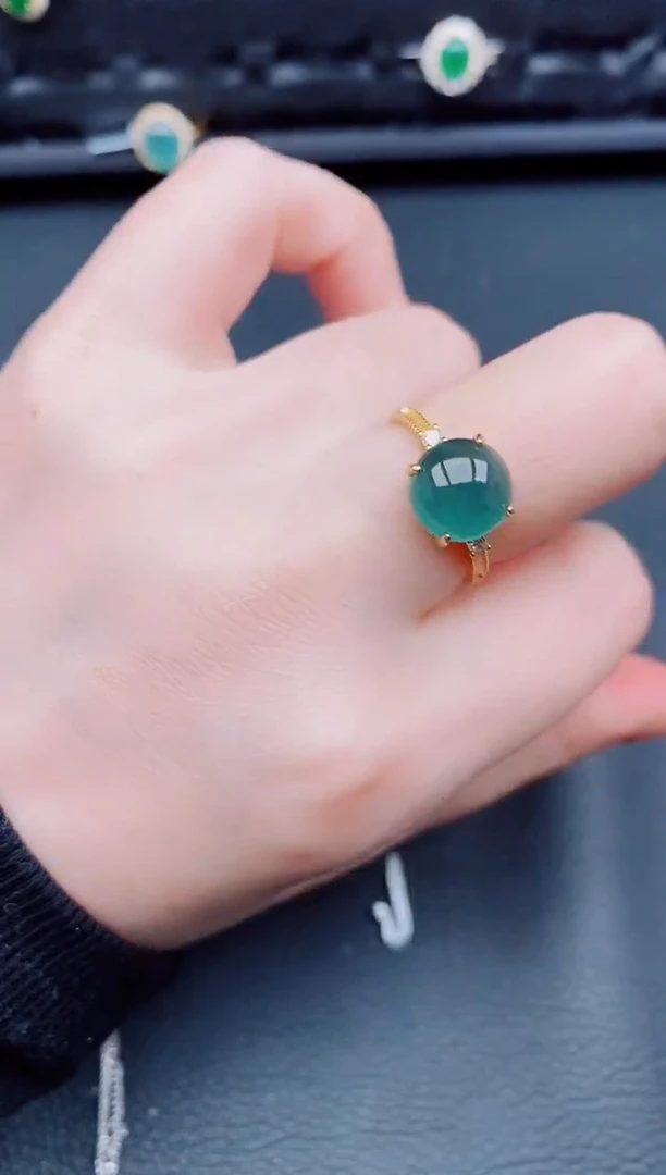 【闪购商品】翡翠戒指银S925镶嵌天然a货翡翠674