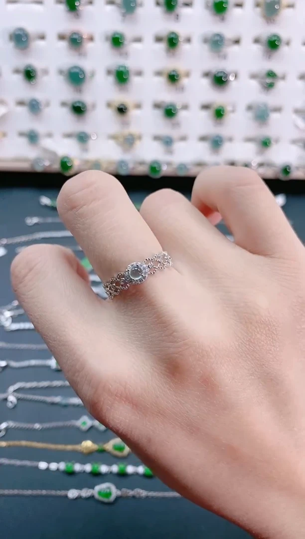 【闪购商品】翡翠戒指银S925镶嵌天然翡翠