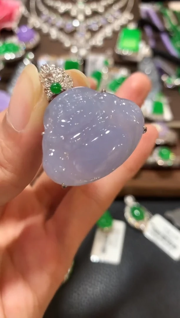 吊坠(不含链)18K金镶嵌翡翠a172紫色有色差