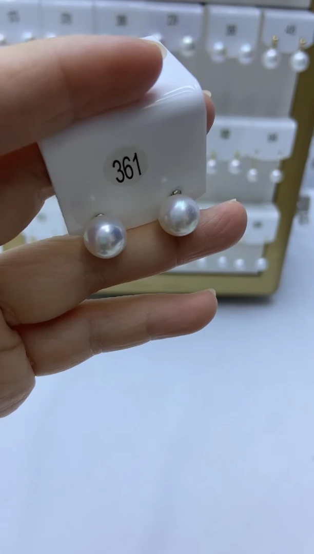 银S925镶嵌耳饰淡水珍珠361