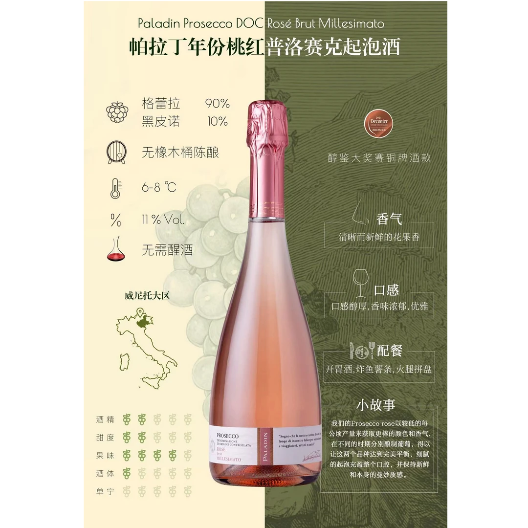 帕拉丁桃红普洛塞克气泡酒