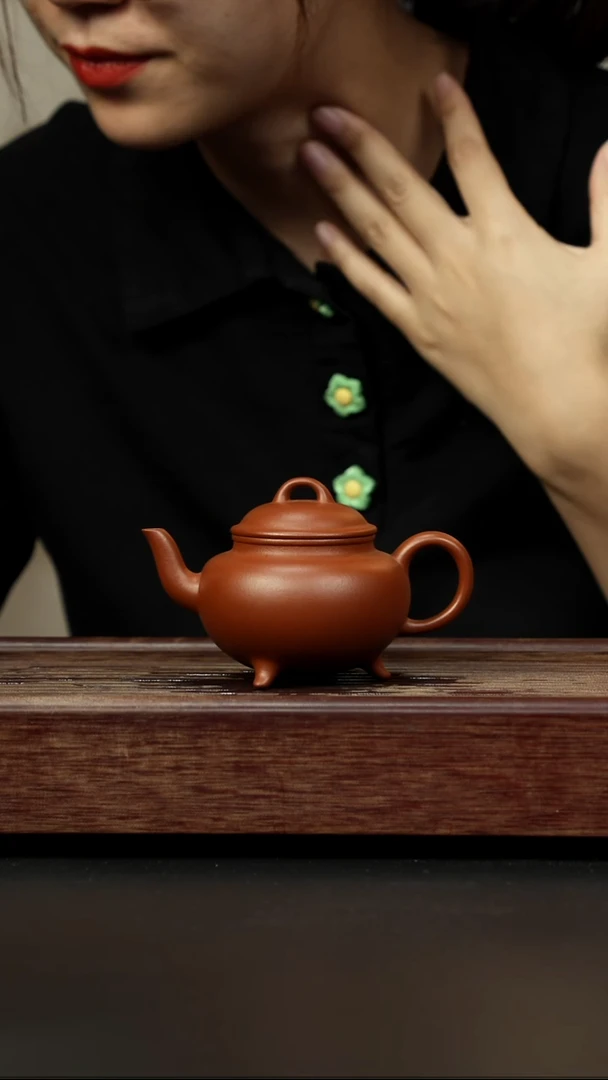 紫砂茶壶朱泥 三足古灯