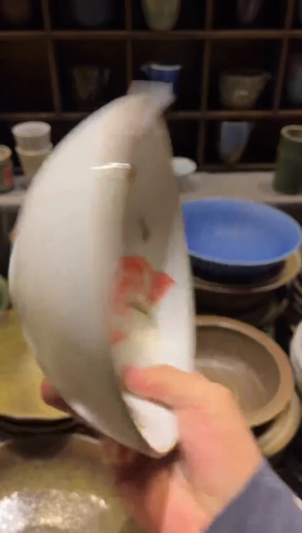 【闪购商品】瓷片24红荷花手工面碗1个