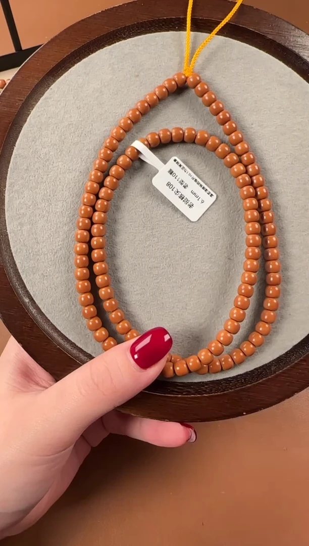 手串橄榄核6.1mm核尖108，老挝料，老型珠，高油高密