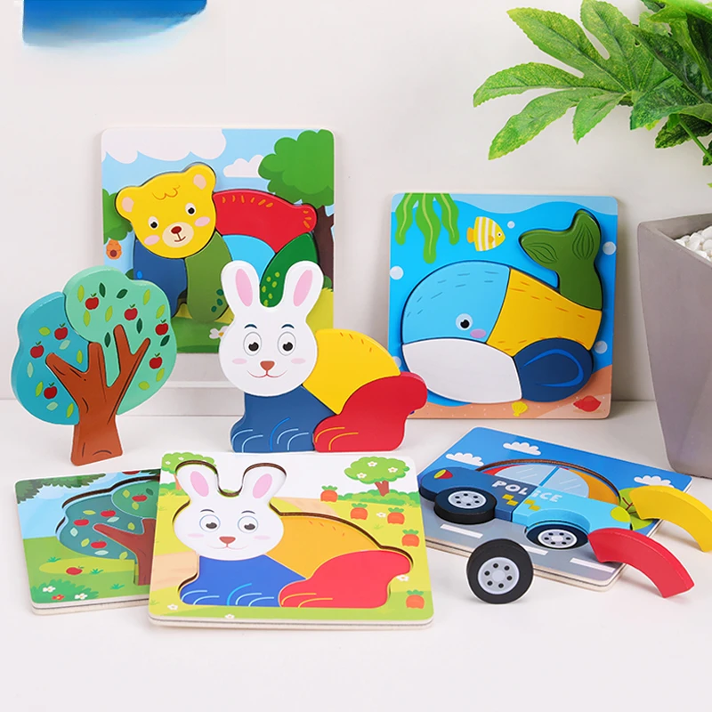 幼儿童木质立体拼图3-6岁3到6岁1孩2女孩早教益智力拼板积木玩具