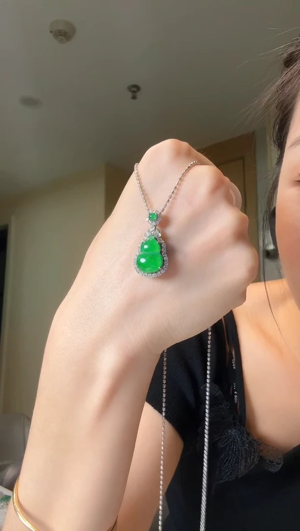 翡翠银S925镶嵌吊坠(不含链)天然翡翠吊坠1