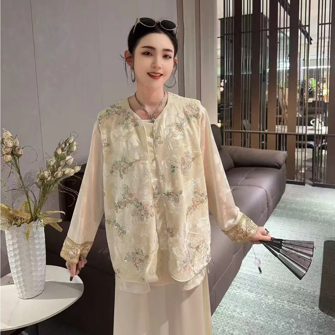 2026新中式时尚百搭盘扣减龄国风重工钉珠马甲