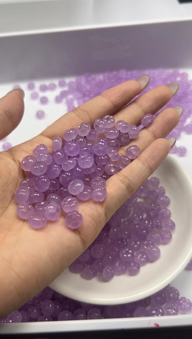 玛瑙/玉髓颈饰未镶嵌w2858冰紫罗兰五瓣花8mm*20颗