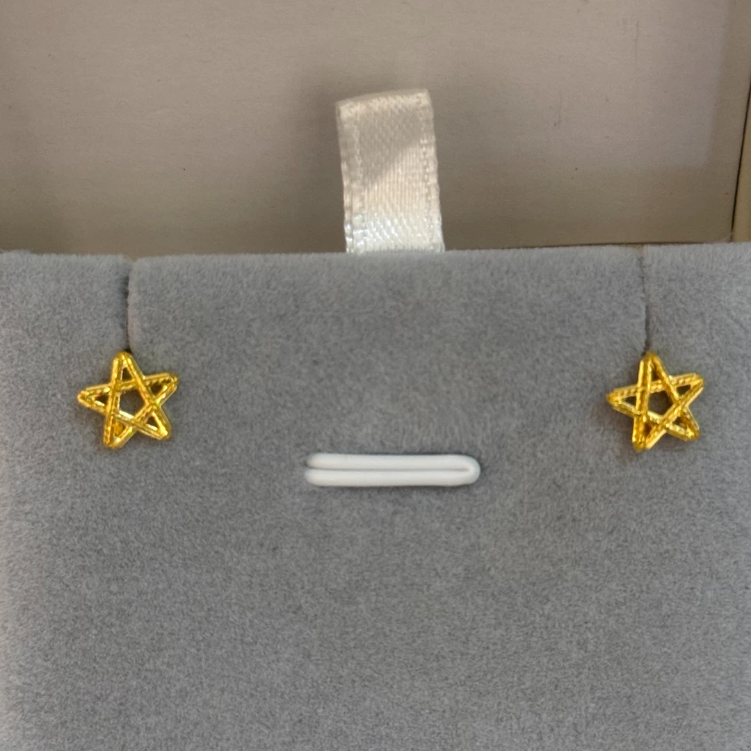【大魔王专享】足金999 拉丝镂空五角星弯钩 纳金添喜 精工  TL