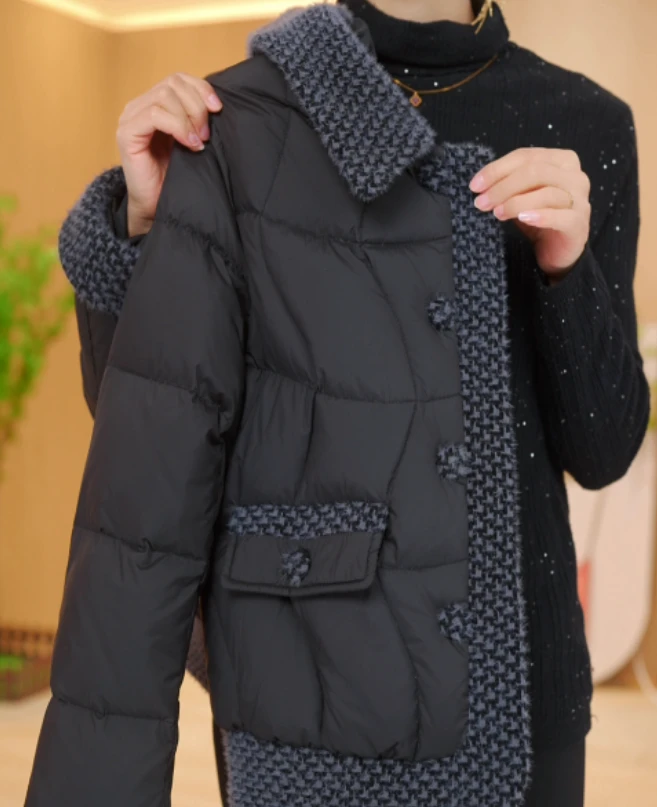 【黑标大朵羽绒】扶摇2025新款保暖气质鸭绒羽绒服外套d318沐沐