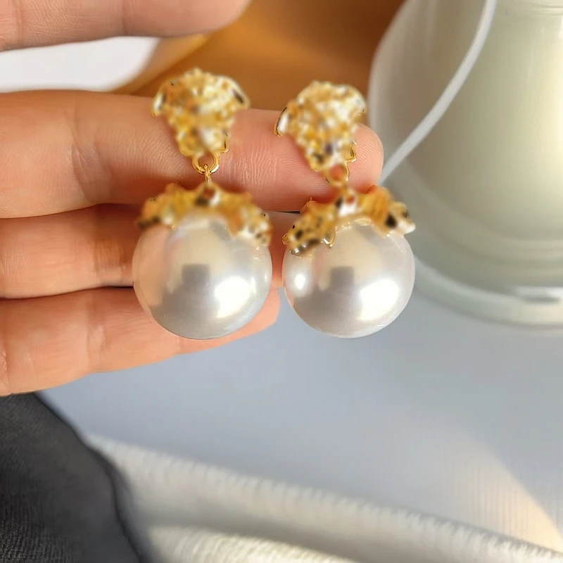 合金亚克力耳饰 2471 中古Vintage 重工珍珠复古轻奢镶嵌耳钉