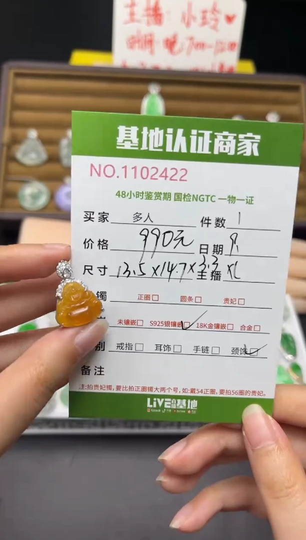 颈饰银S925镶嵌翡翠多人