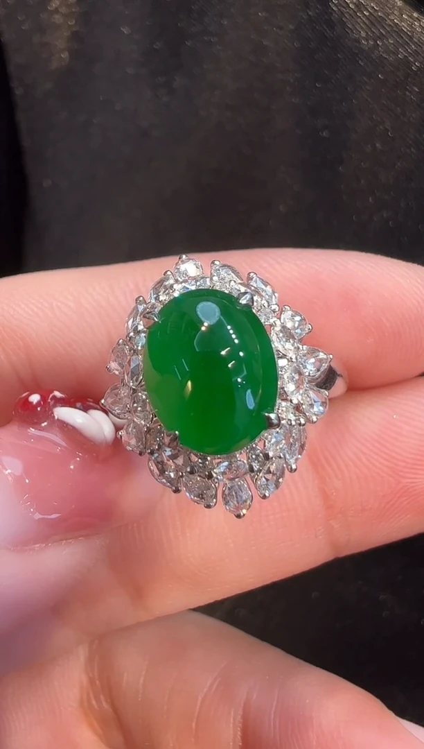 18K金镶嵌戒指翡翠AL6戒指