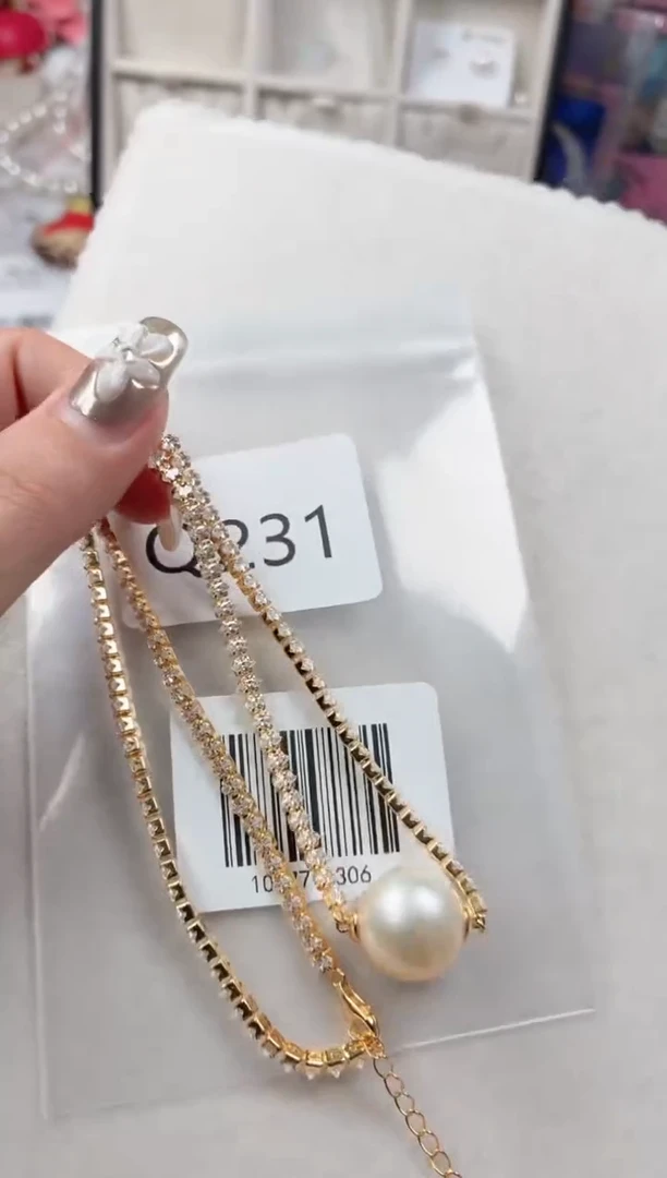 银S925镶嵌套链海水珍珠Q231