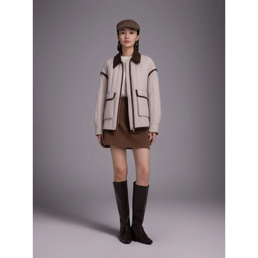 2025新95鹅绒轻薄时尚拼接撞色羽绒服6103