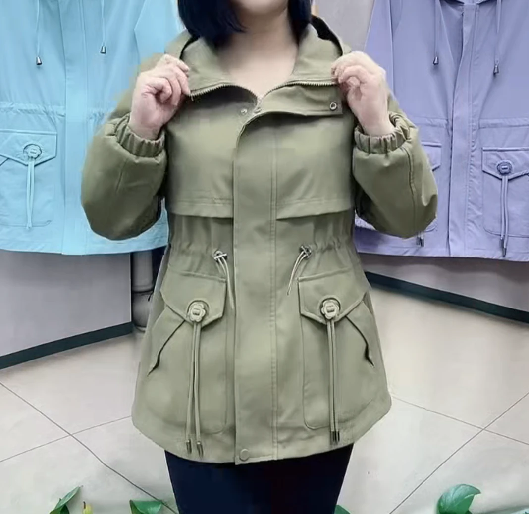 新款洋气宽松中老年风衣外套时尚透气外套