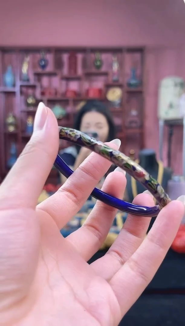 非遗 景泰蓝贵妃镯  开口 55-62 宝蓝