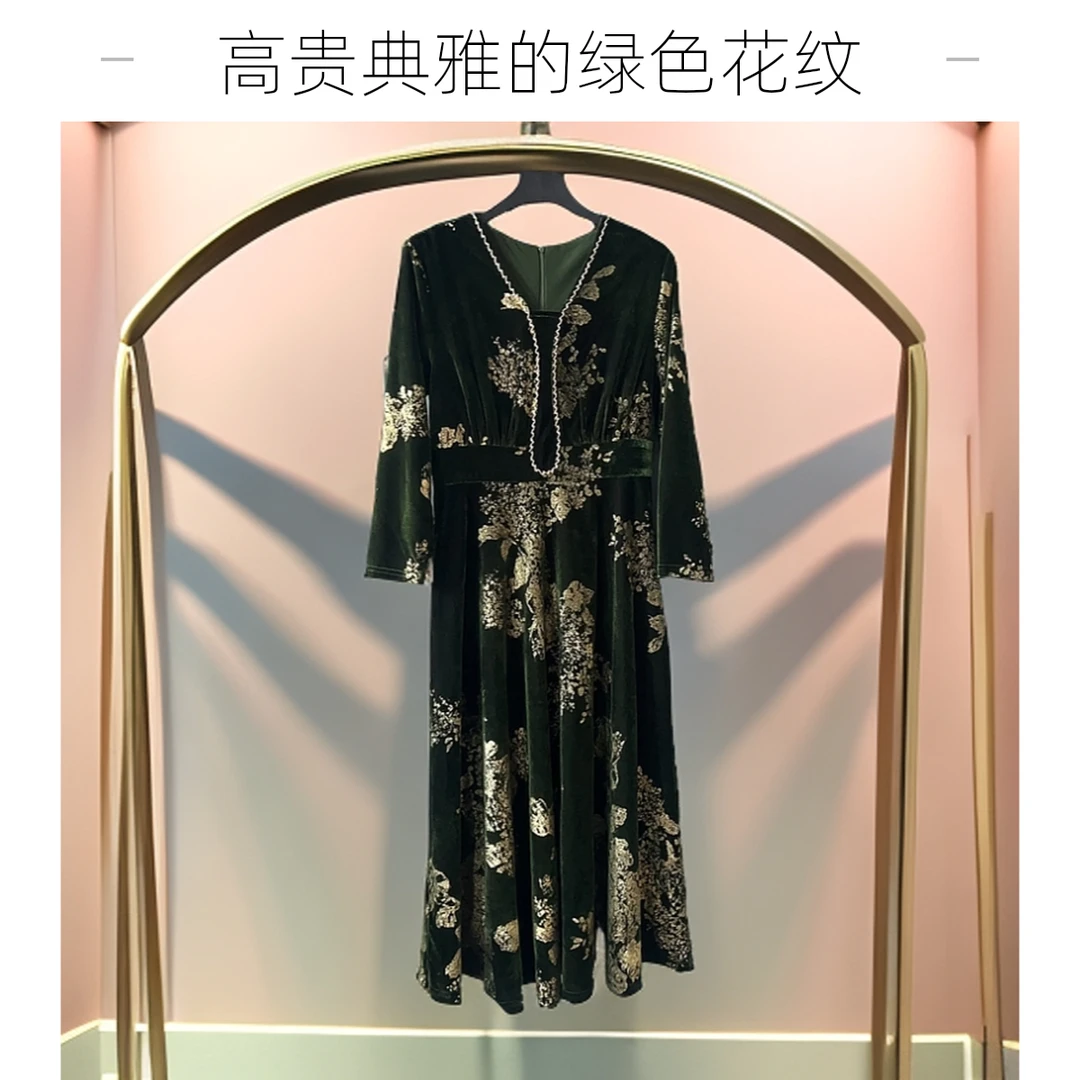 A889236设计师轻奢气质优雅洋气时尚修身高贵中老年妈妈装连衣裙