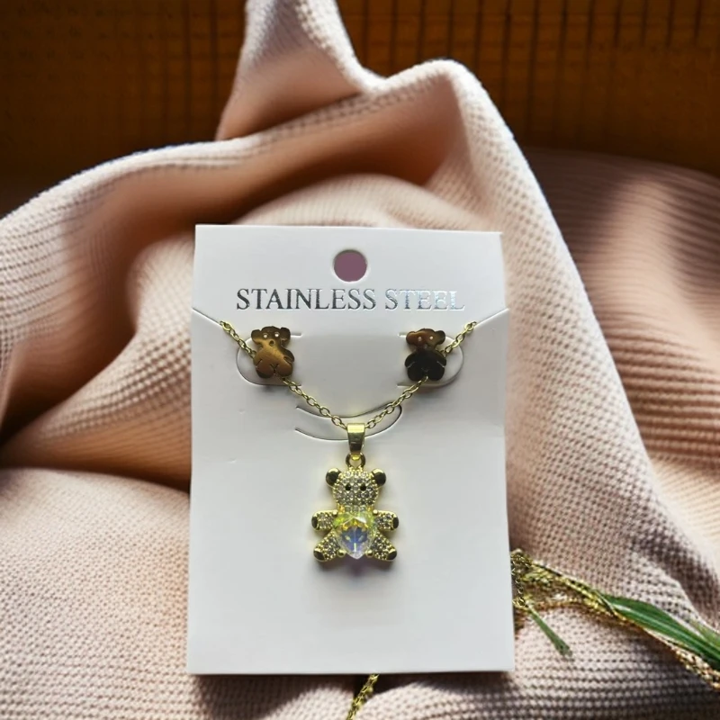 钛钢项链 【A304】韩版时尚百搭气质小熊钛钢简约锁骨项链轻奢可爱