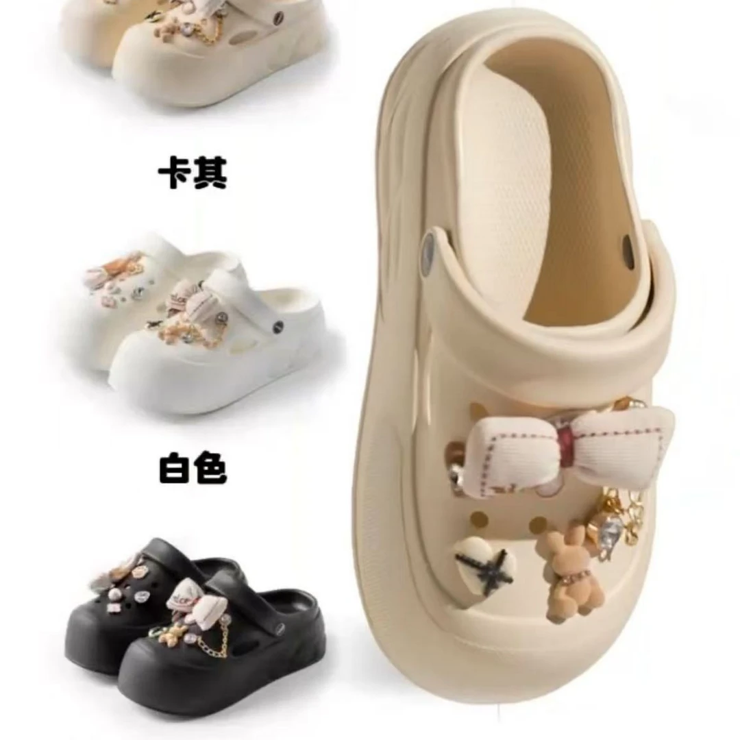 【x4】2510-7可爱蝴蝶结踩屎感花园洞洞鞋