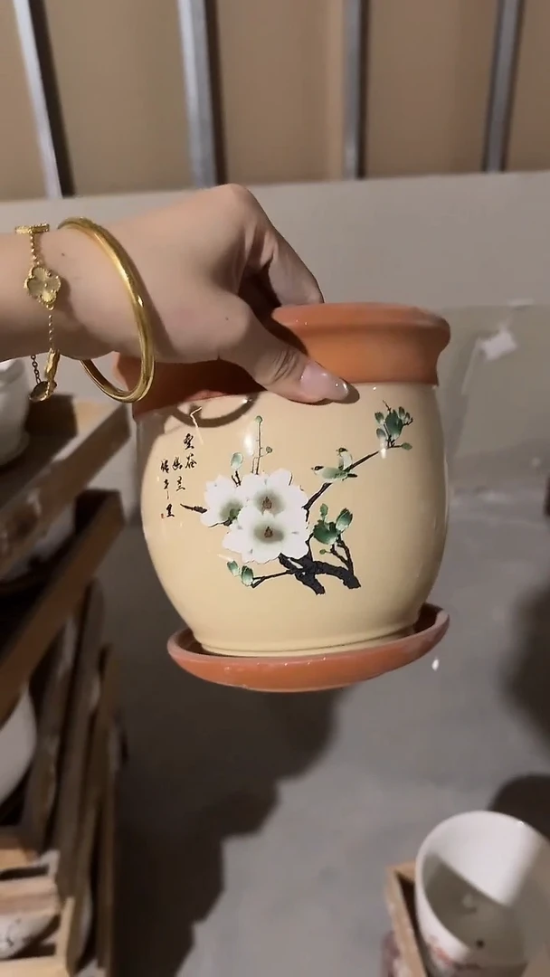 图案任意发高温陶瓷花盆+E56