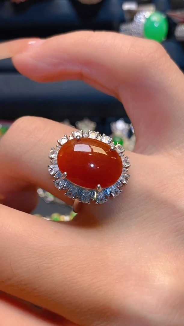 翡翠银S925镶嵌耳饰天然