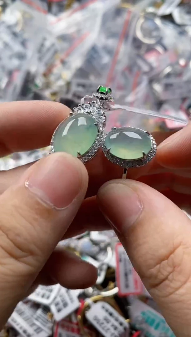 银S925镶嵌戒指翡翠555    8