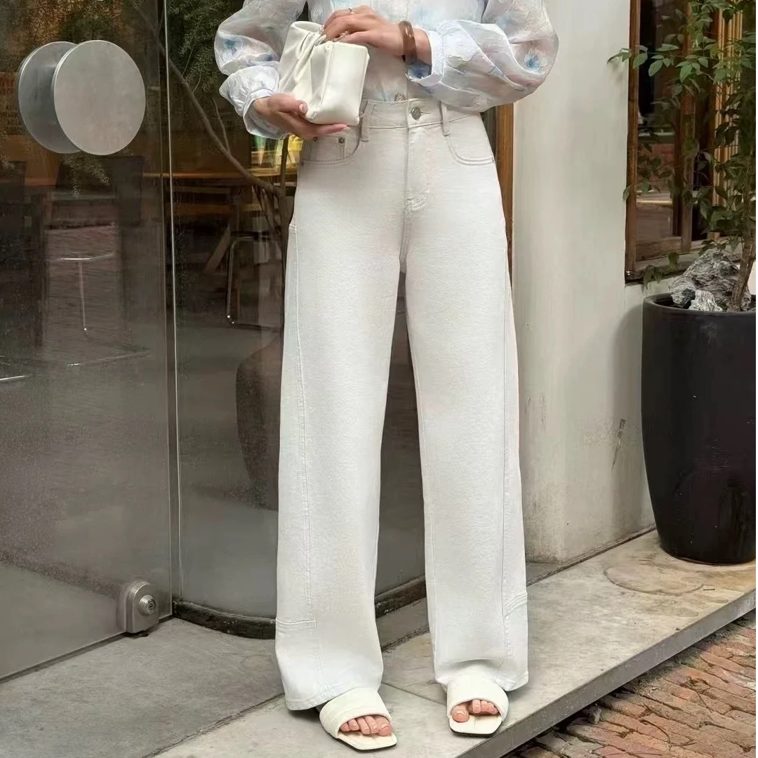 2025春季新款简约休闲中腰牛仔镰刀裤