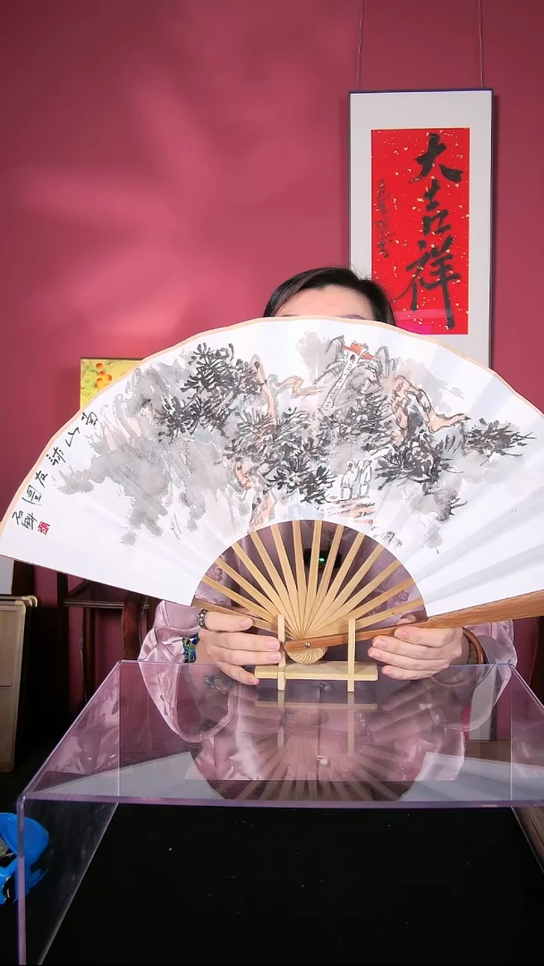 国画杜大江折扇作品