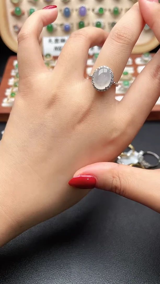 银S925镶嵌戒指翡翠一物一证一证