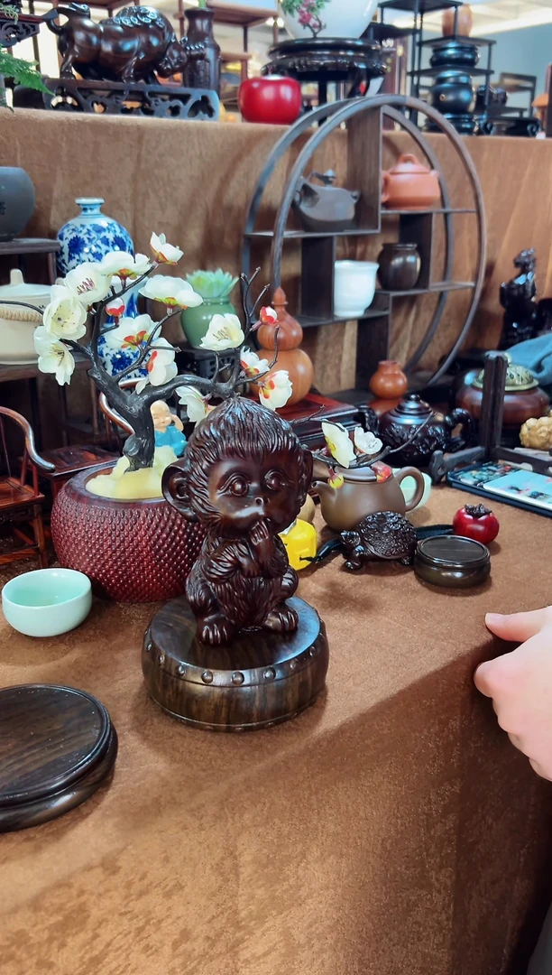 【闪购商品】风车木（黑檀木）战鼓加猴子