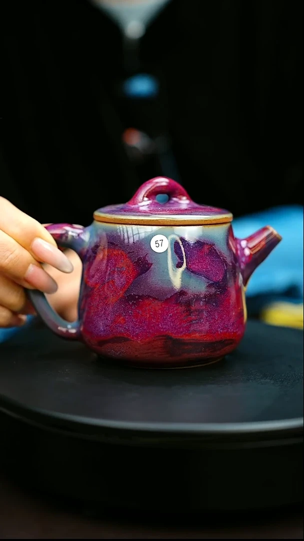 57#原矿钧瓷炉钧釉高石瓢壶